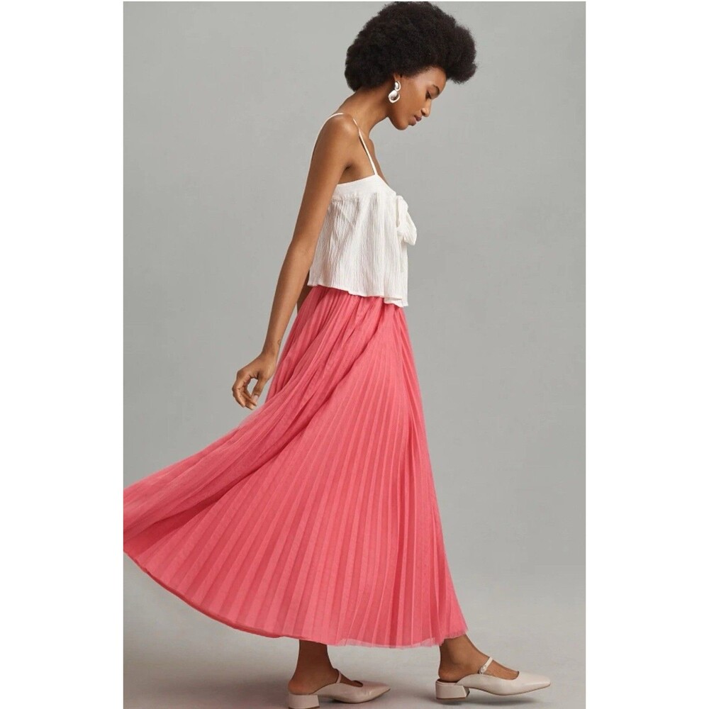 Anthropologie Hutch Skirt Pink Pleated Tulle Preppy Retro Holiday Medium NWT